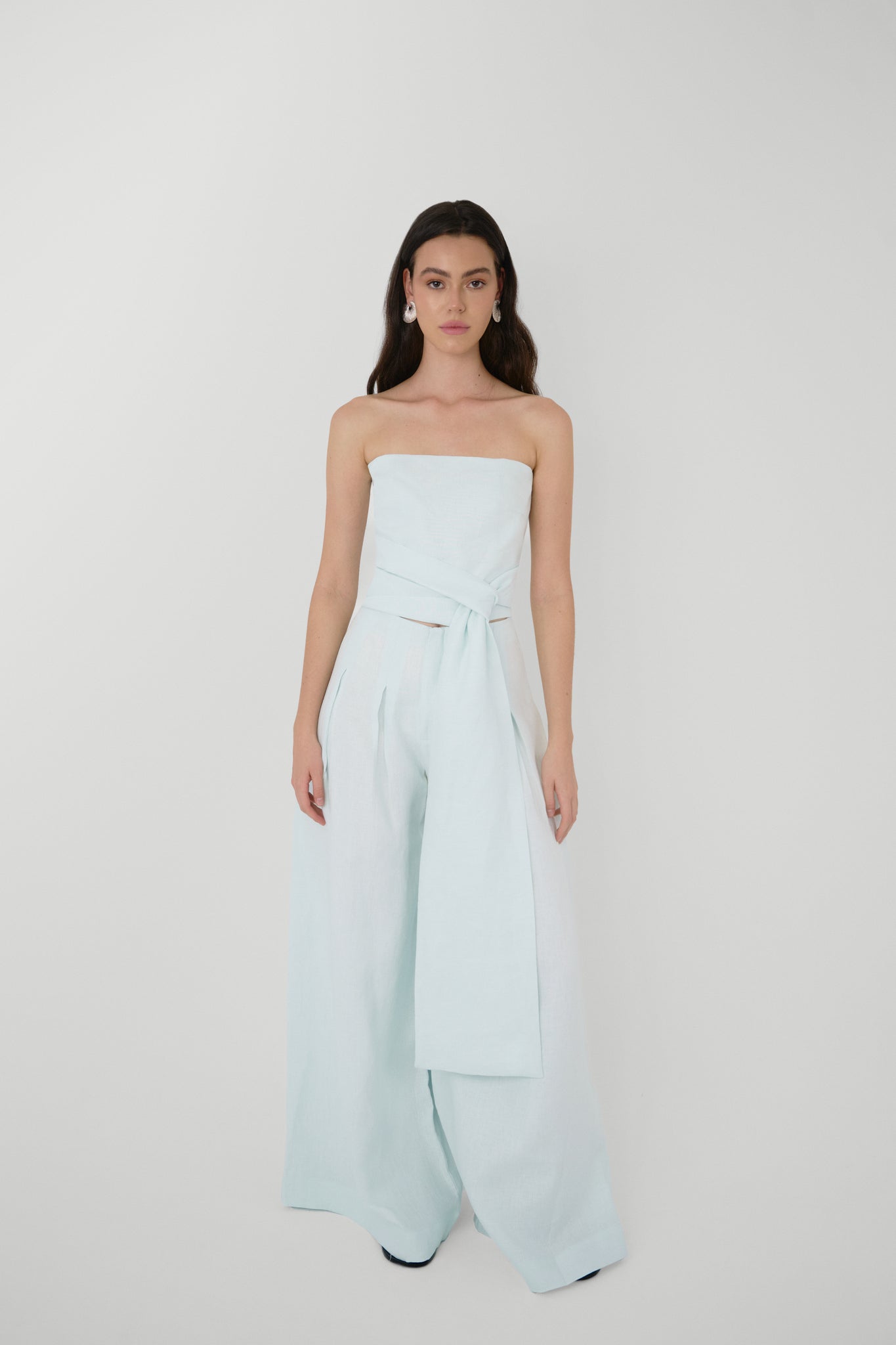 Irene Linen Top Azul