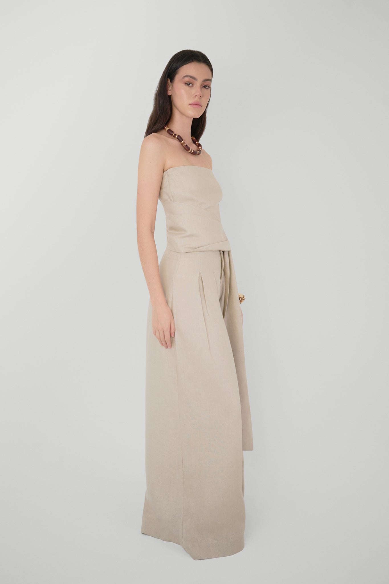 Irene Linen Top Kaki