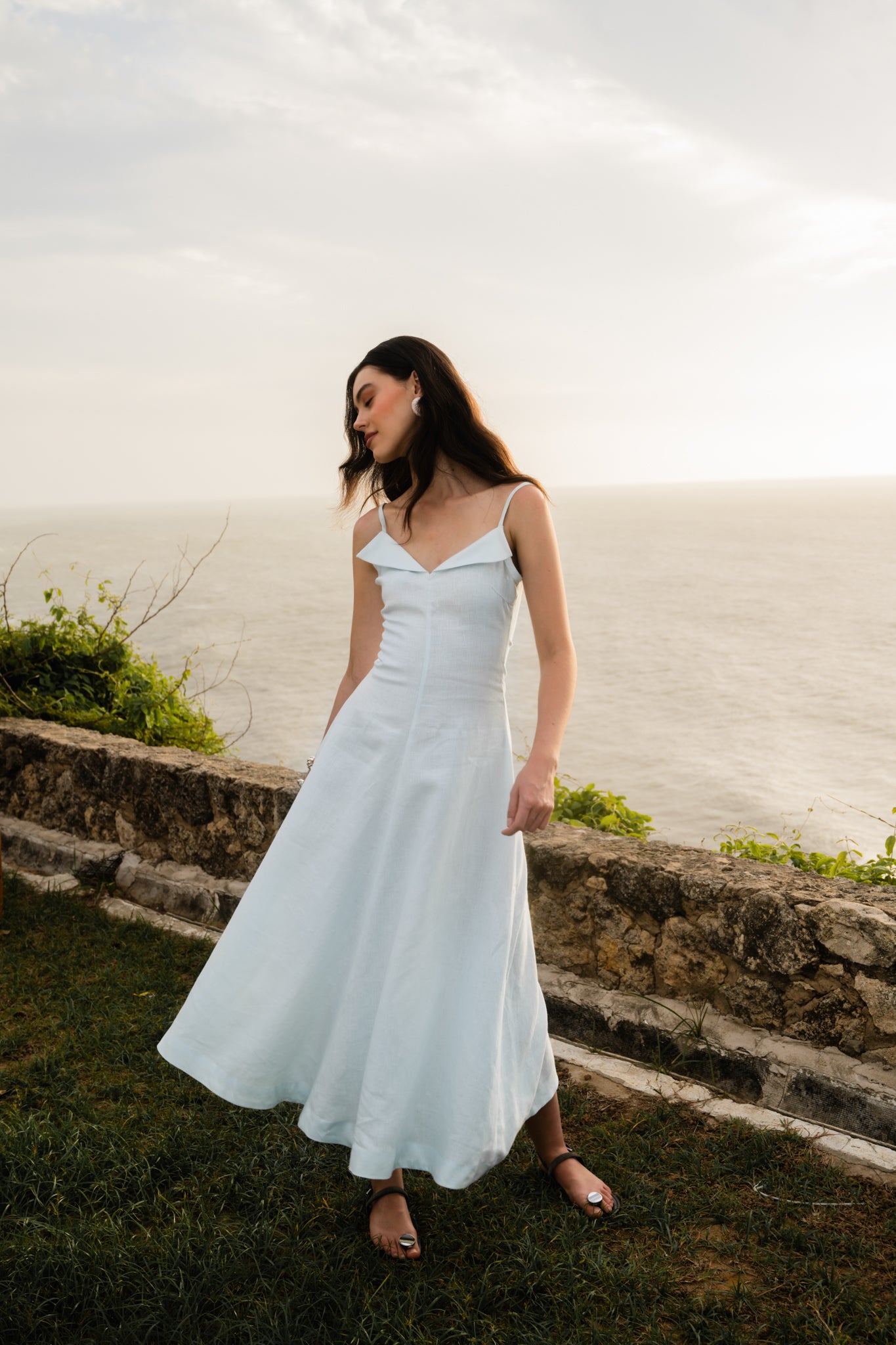 Amura Linen Midi Dress Azul