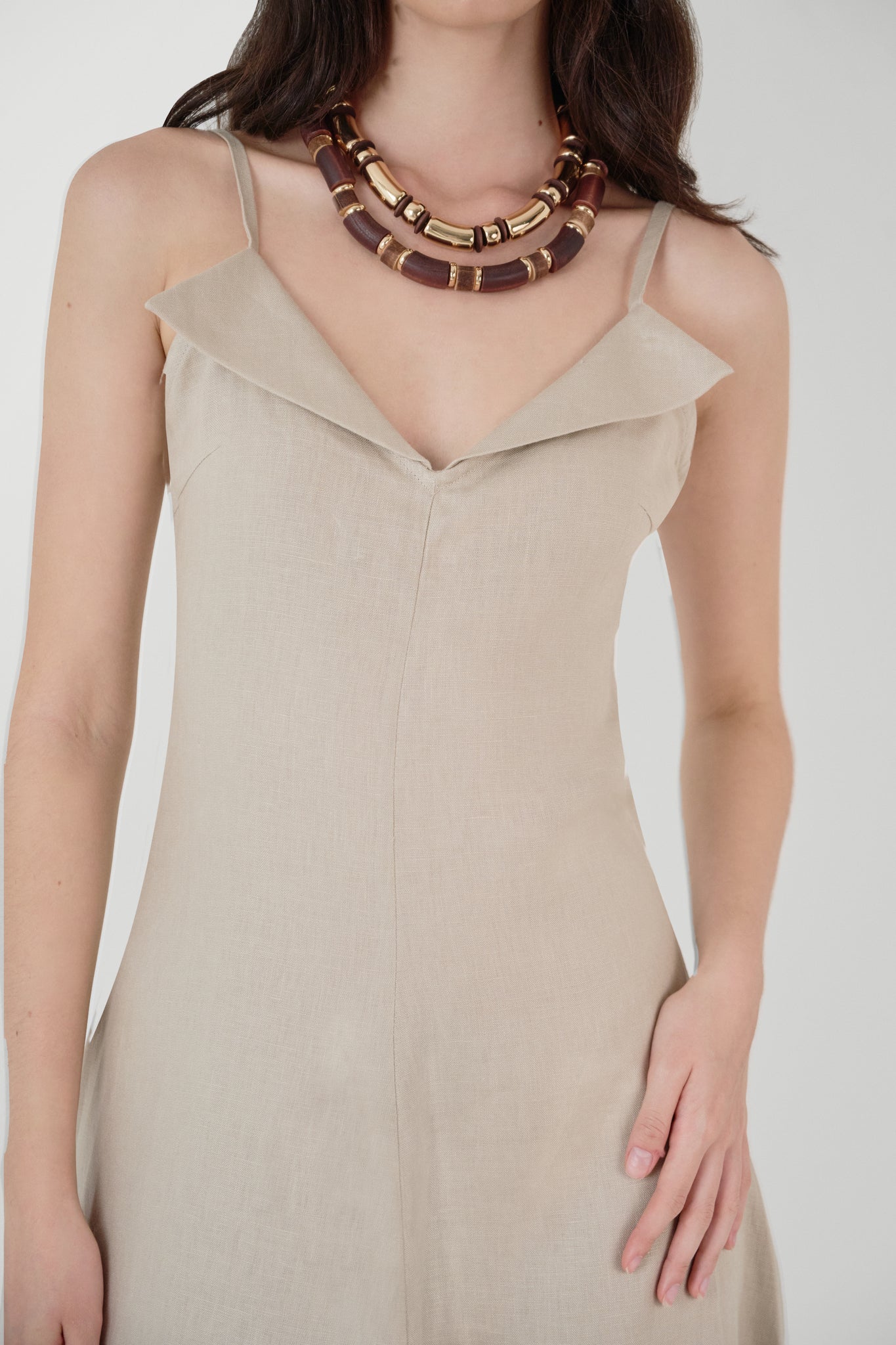 Amura Linen Midi Dress Kaki