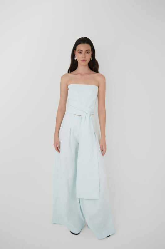 Irene Linen Top Azul