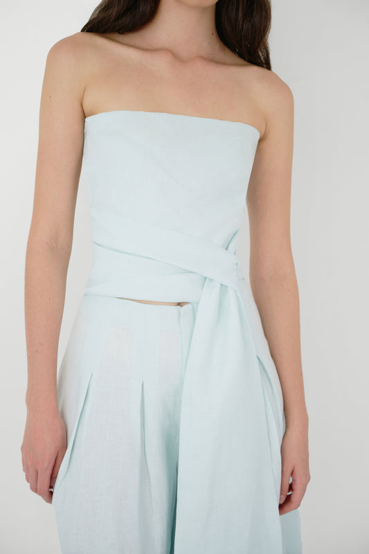 Irene Linen Top Azul