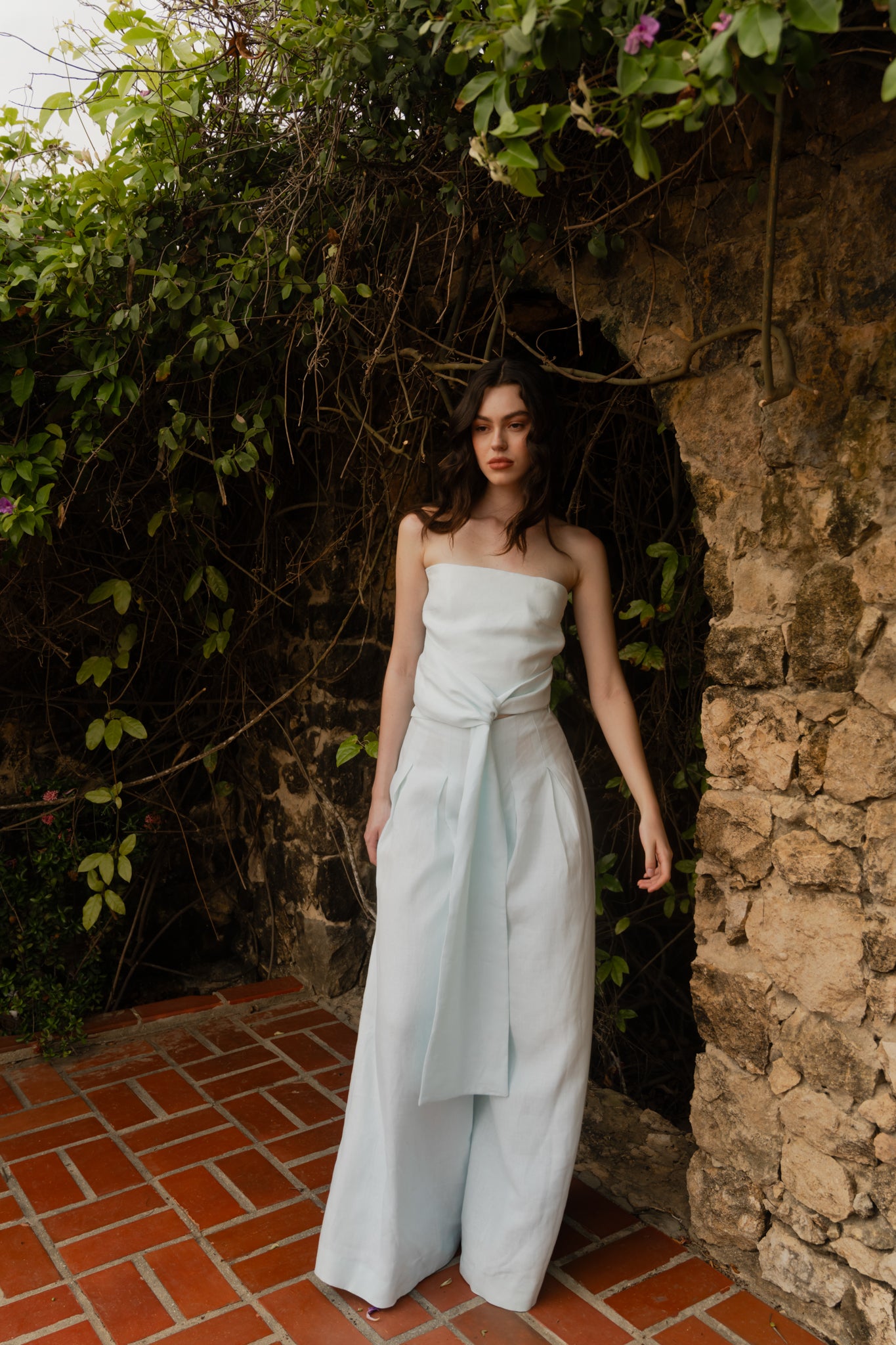 Irene Linen Top Azul