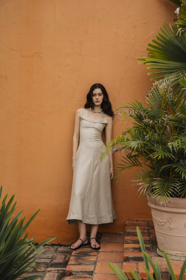 Amura Linen Midi Dress – Kaki